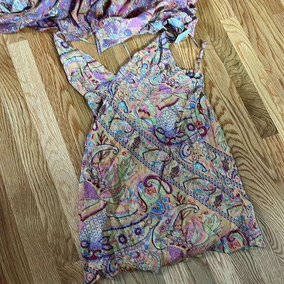 NWT Free People Paisley Chiffon Maxi Dress Silk Blend Small - Picture 14 of 15